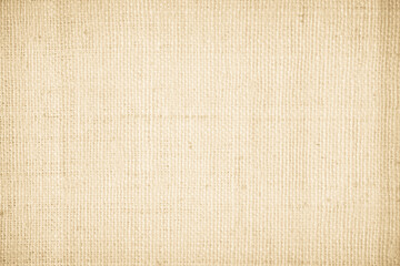 Brown sackcloth woven texture background in natural pattern. Jute hessian burlap, linen background in light beige cream color blank. Weaving canvas fiber line cotton cloth textured as organic.