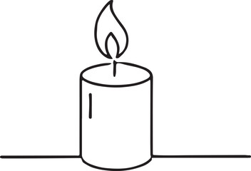 Elegant Line Drawing of a Burning Candle