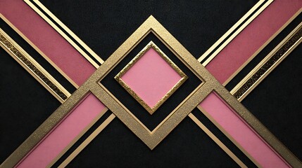 Fototapeta premium Abstract Geometric Design in Black Pink and Gold