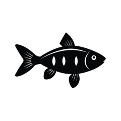 Cherry Barb Silhouette Vector Art and Black Cherry Barb Fish Illustration