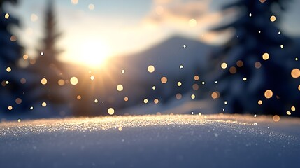 Obraz premium Golden Sunset Over Snowy Mountain Landscape