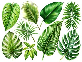 Lush Tropical Leaves Isolated on White: Exotic Foliage for Design & Advertising