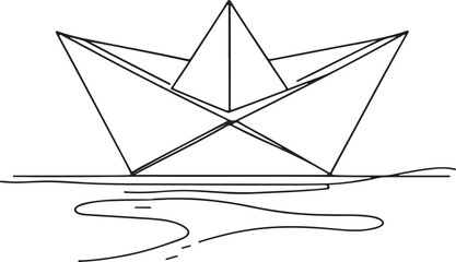 Creative Paper Boat Line Art Design