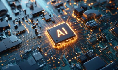 AI circuit board, chip innovation. Artificial Intelligence technology concept, Digital technology. AI, artificial intelligence Future digital background.