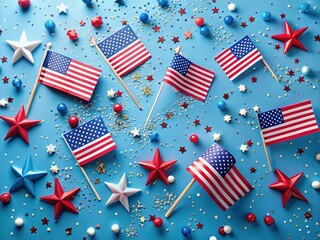 Obraz premium Patriotic American Food Flat Lay: Presidents Day, Independence Day & Election Celebration