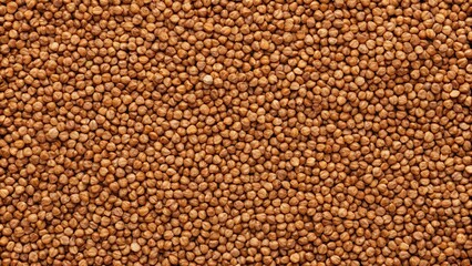 Fototapeta premium Raw Buckwheat Grains Texture Background: Brown Pseudocereal Pattern with Copy Space - Top View Stock Photo