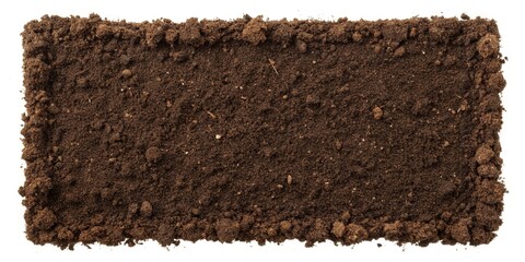 Rich Black Biosoil Frame: Earth Day Soil Texture Isolated on White Background