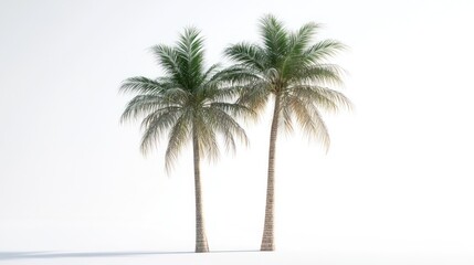 Two palm trees on white background; tropical vacation; website design
