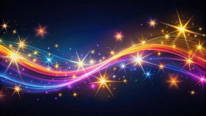 Fototapeta premium Vibrant abstract wavy lines with twinkling starlight, abstract, starry night, abstract, starry night