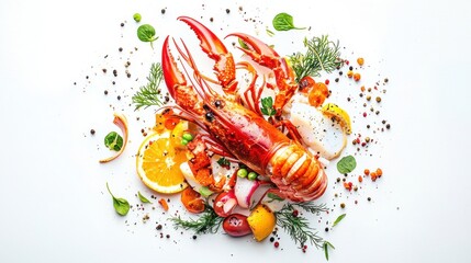 Artistic Presentation of Seafood Dish with Bold Colors and Unique Plating Techniques