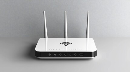 Fototapeta premium Modern wireless router with antennas on a minimalist background, showcasing connectivity technology