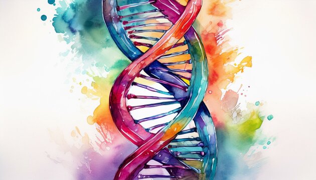 DNA. Colorful DNA in watercolor style isolated on white background
