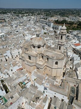 Close-Up Aerial View of Ostuni Cathedral, Italy