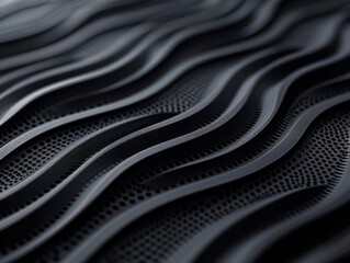 Naklejka premium Abstract Wavy Texture: A close-up, abstract image of a dark, undulating surface with a textured, geometric pattern, creating a mesmerizing and contemporary aesthetic. 