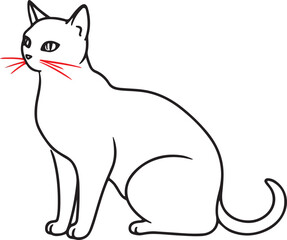Exquisite Red And Black Cat Line Art , Elegant and Minimalist Designs for All Your Creative Needs Vector