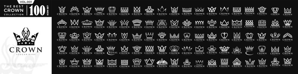 Crown icon set logo design. Crown sign collection. vector illustration