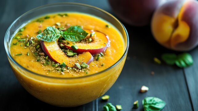 Peach Soup with Pistachios and Mint: A Delicious Summer Recipe