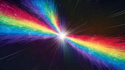 A radiant beam of light splitting into a spectrum of vivid colors.