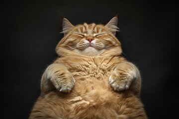 Fluffy ginger cat sleeps soundly, paws tucked. Perfect for pet, comfort, or relaxation themes.