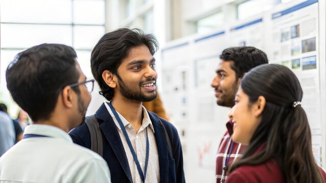 Indian Students Networking at Academic Event
