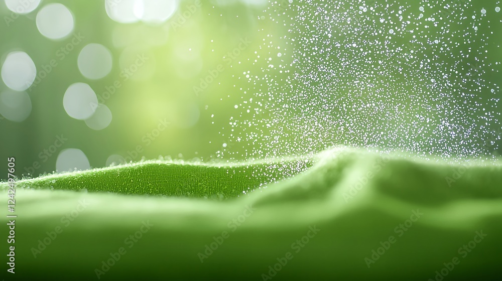 Poster green abstract nature background with soft light and particles