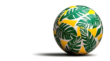 Obraz premium Green and Yellow Tropical Leaf Sphere Pattern