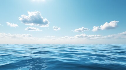 Obraz premium Blue Ocean Waves with White Clouds and a Sunny Sky