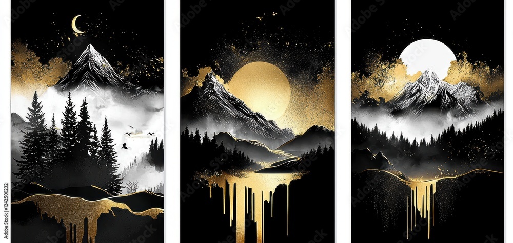 Poster unique textures create visual intrigue in these abstract landscapes.