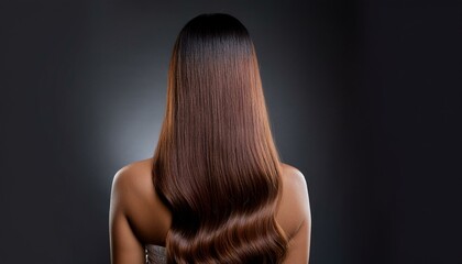 Fototapeta premium Young woman with long hair. Back view of a beautiful woman with nice hair