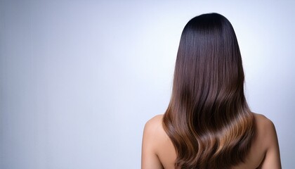 Naklejka premium Young woman with long hair. Back view of a beautiful woman with nice hair
