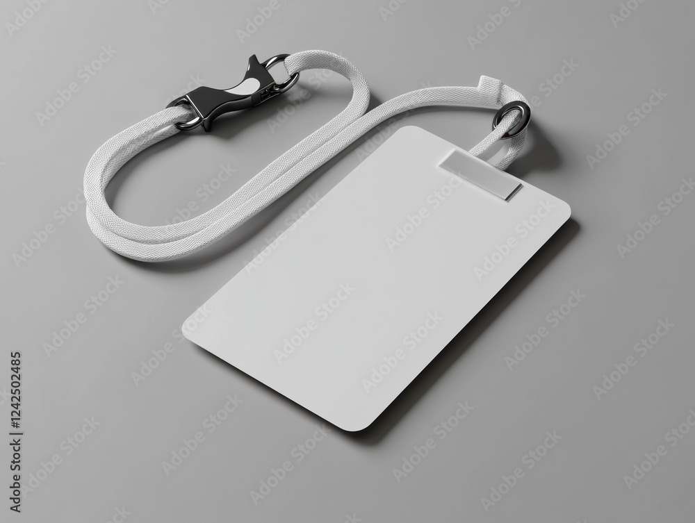 Poster blank plain identification card on lanyard template for event access pass mockup presentation