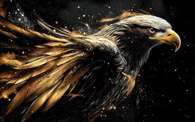 Eye-catching poster showcasing a golden eagle in an artistic style.