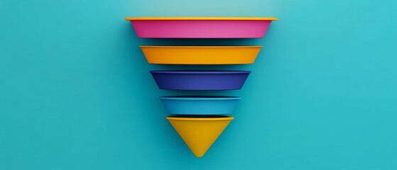 Funnel Chart with Five Phases Template for Sales Process