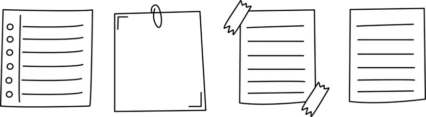 Hand Drawn Doodle Paper Sheets Set