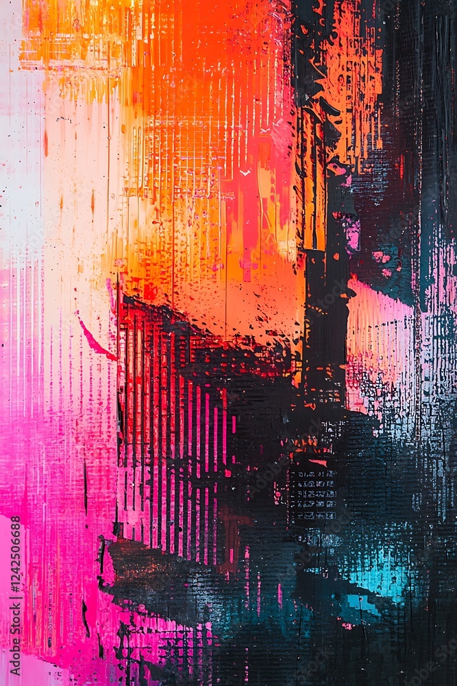 Poster Immerse yourself in the digital age with an abstract background of Test Screen Glitch Texture, perfect for projects that require a touch of tech- abstract art.