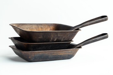 Stacked Vintage Cast Iron Skillets: A Timeless Kitchen Collection