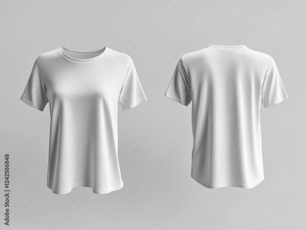 Poster front and back view of a plain white t shirt apparel mockup for custom print design templates