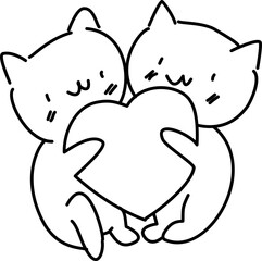 cats  with heart valentines cartoon