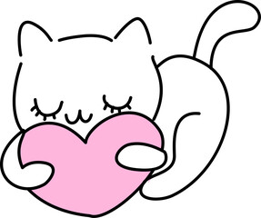 cat with heart valentines cartoon