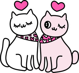 cat and dog with hearts valentines cartoon