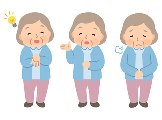 高齢女性　表情ポーズ　シニア　高齢者　後期高齢者