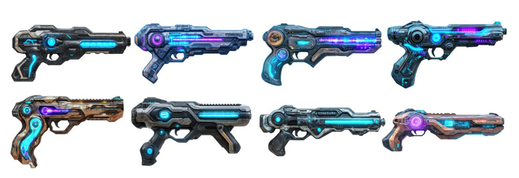 futuristic laser gun isolated on transparent background