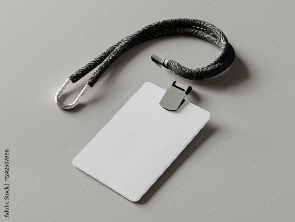 Poster identification card with lanyard mockup displaying blank white surface for custom graphics design