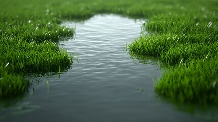 Green Grass and Water Pathway