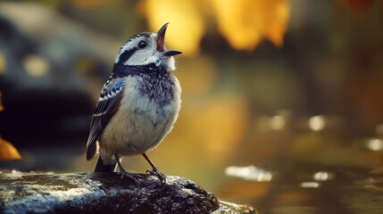 Fototapeta premium Joyful Bird Singing with Delight in its Habitat
