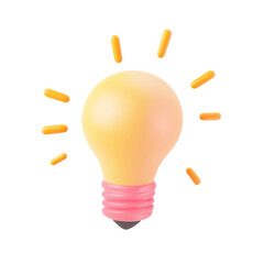 3D Light Bulb Icon &ndash; Creative Idea and Innovation Concept on white and transparent background. PNG