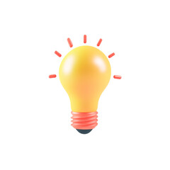 3D Light Bulb Icon &ndash; Creative Idea and Innovation Concept on white and transparent background. PNG