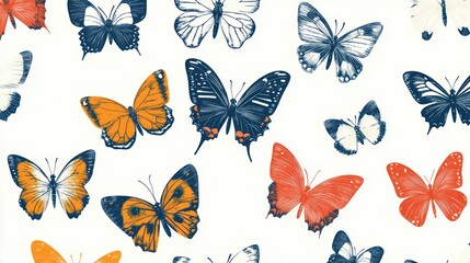 Simple cute butterfly vector pattern