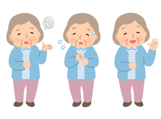 高齢女性　表情ポーズ　シニア　高齢者　後期高齢者