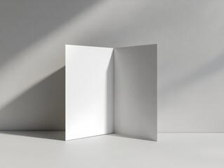 Fototapeta premium Minimalist White Blank Card Mockup with Natural Light and Shadow Play for Presentation Design